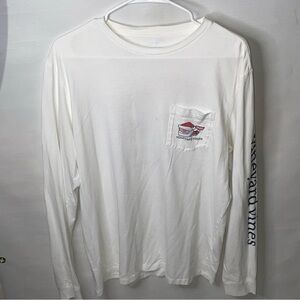 Vineyard Vines White Shirt with Navy Logo